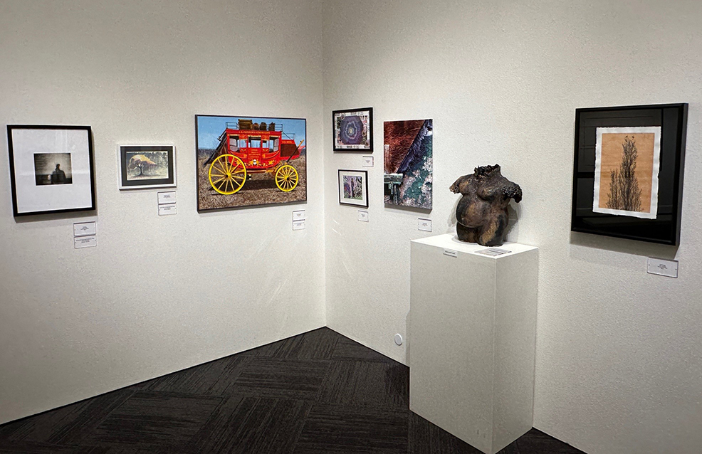 Image of misc. art pieces throughout the current art exhibit
