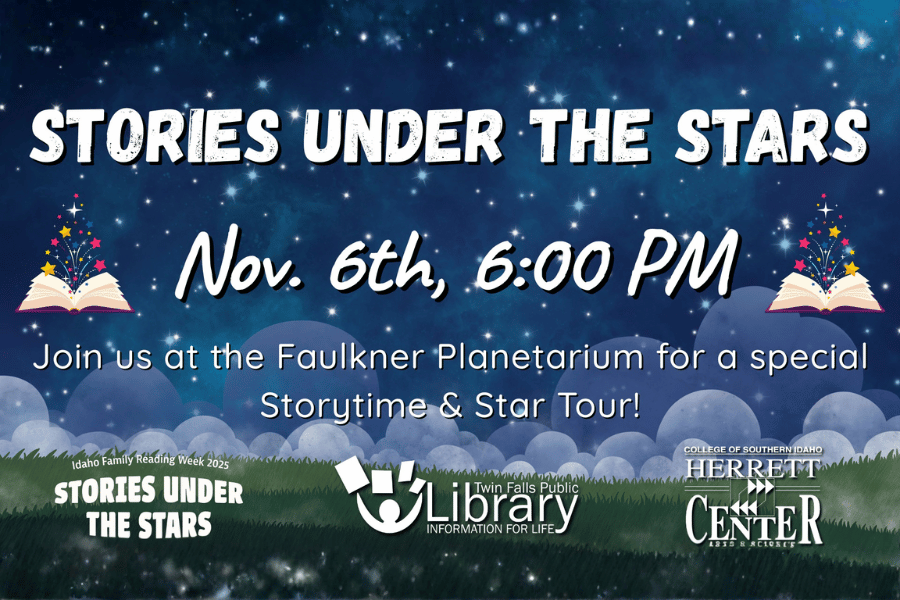The text "Stories under the Stars" Over a cartoon night sky