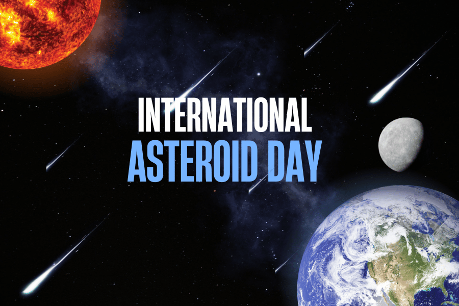 Image of Earth with Asteroids flying past in the background