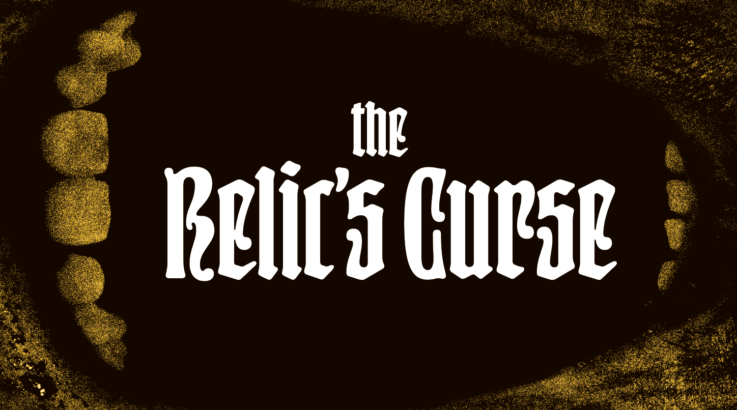 Open mouth with the text Relic's Curse in it