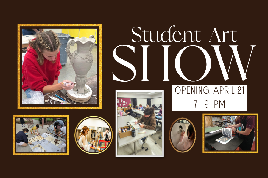 Collage of CSI art students creating pieces throughout the year