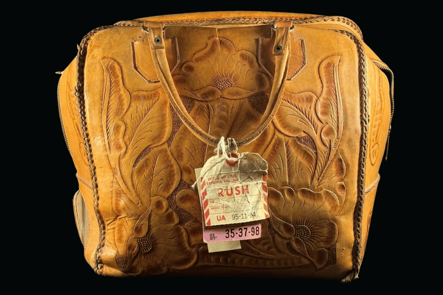 Don Crabtrees brown leather toolbag (bowling bag)