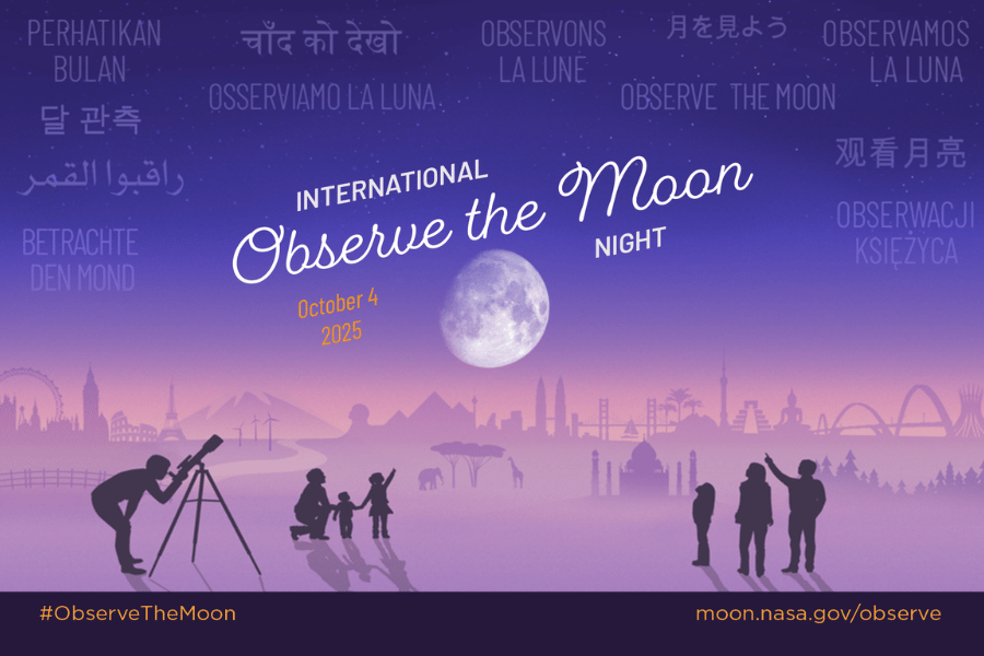 Image of the moon, surrounded by the word moon in several languages