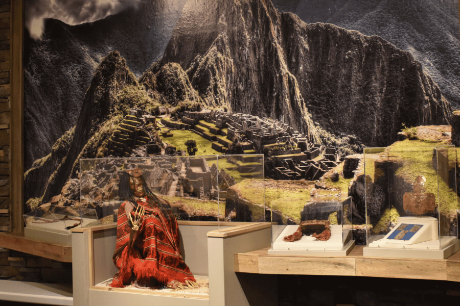 A display of different objects from Ancient Peru