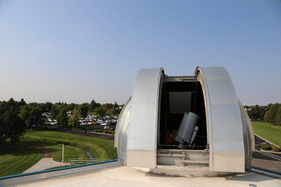 Image of the 24" telescope, from the roof, as it is slightly open
