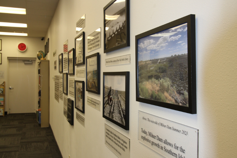 Sideways view of the photographs used in the Water exhibit