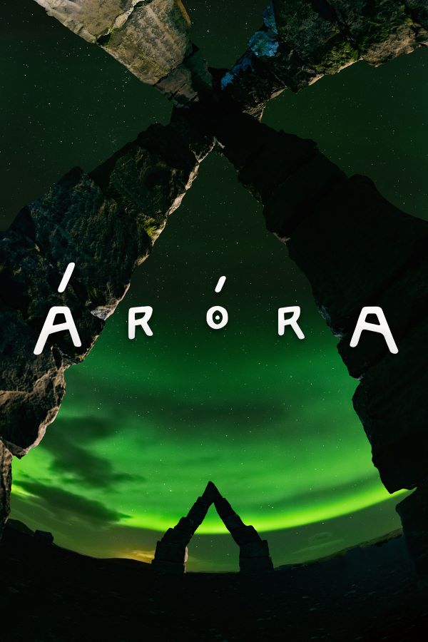 Dark sky illuminated by green northern lights
