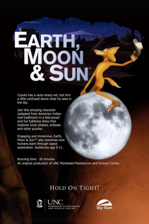 A cartoon coyote riding the moon