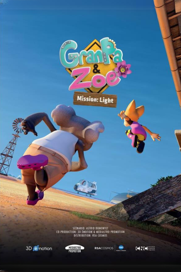 A grandfather and a girl running towards a car