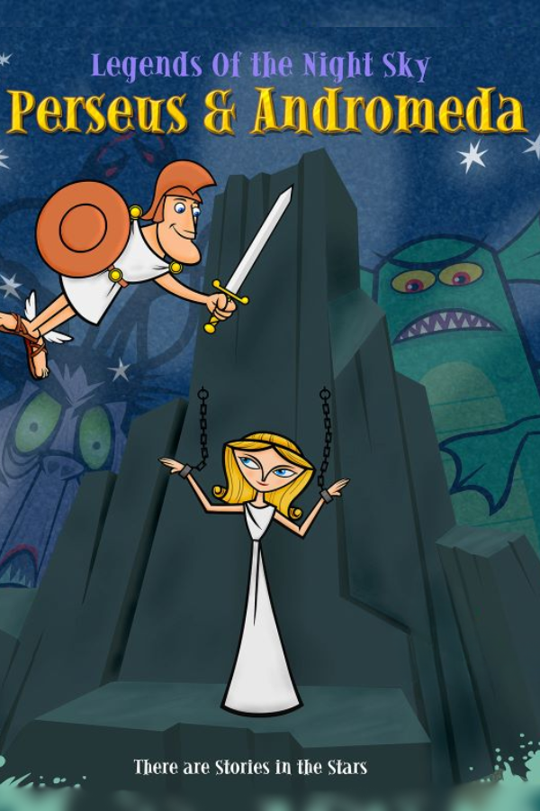 A hero rescuing a girl chained to a rock