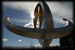 Pete Swanstrom, "Analemmic-equatorial Sundial" (2006, stainless steel and brass). A gift of the Brizee family.